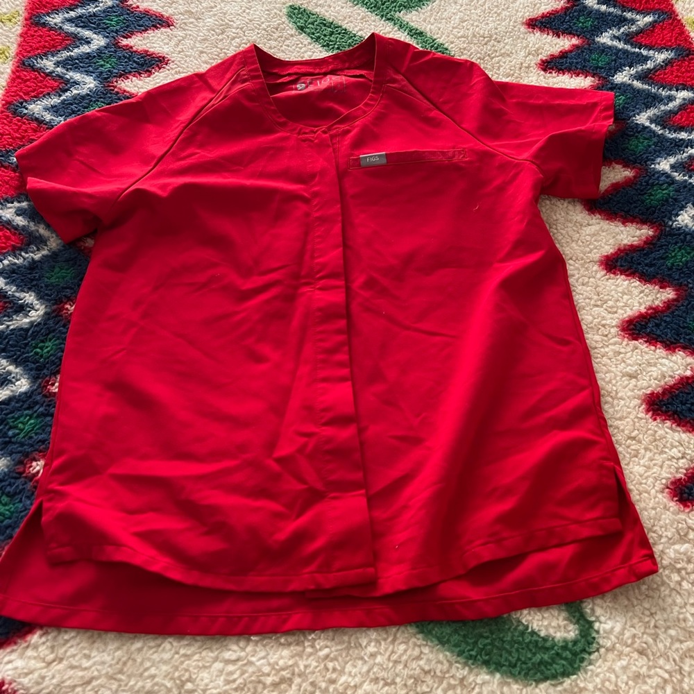 Figs scrub top/ color pop red